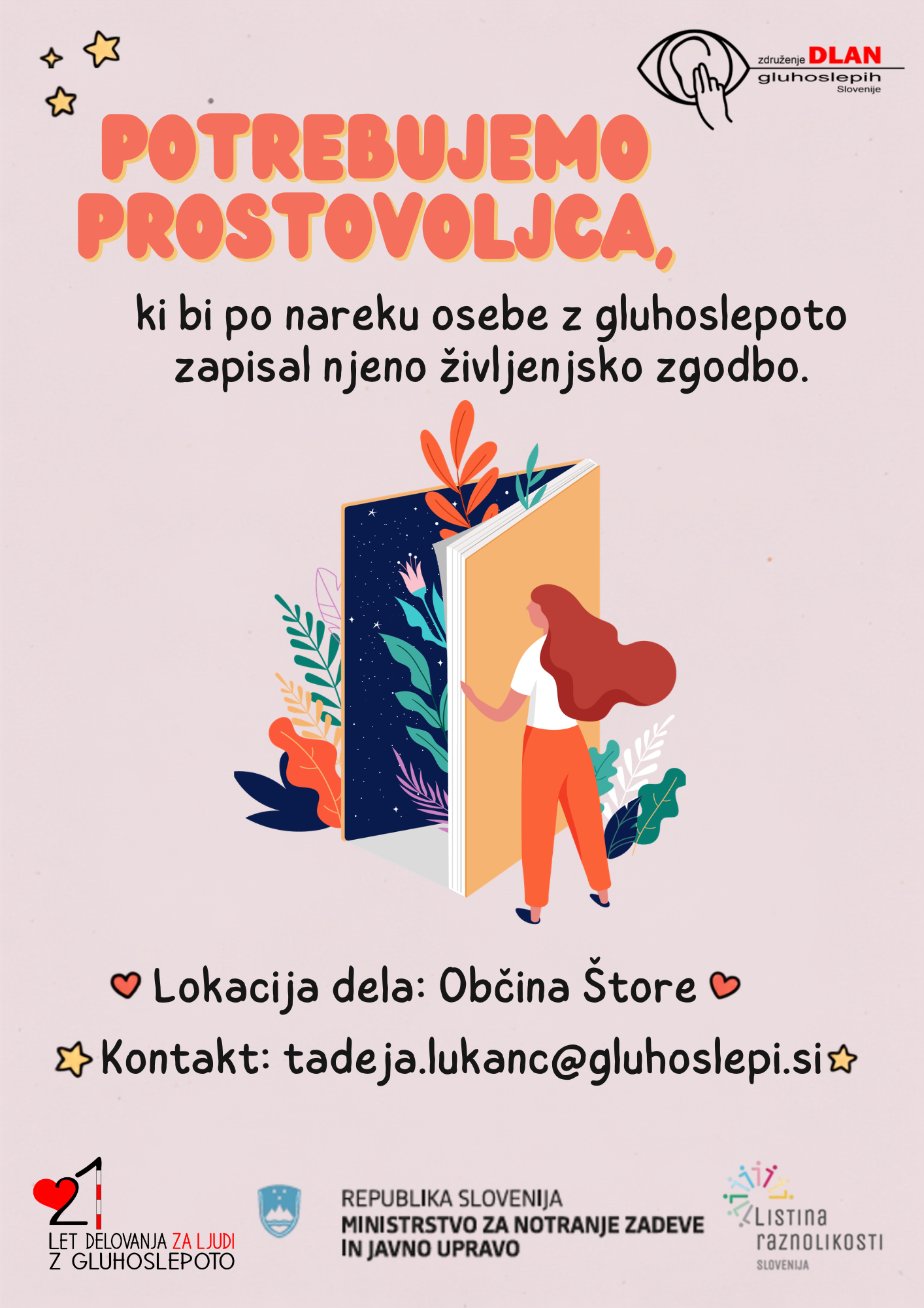 IŠČE SE PROSTOVOLJEC ZA POMOČ PRI ZAPISOVANJU ZGODBE 