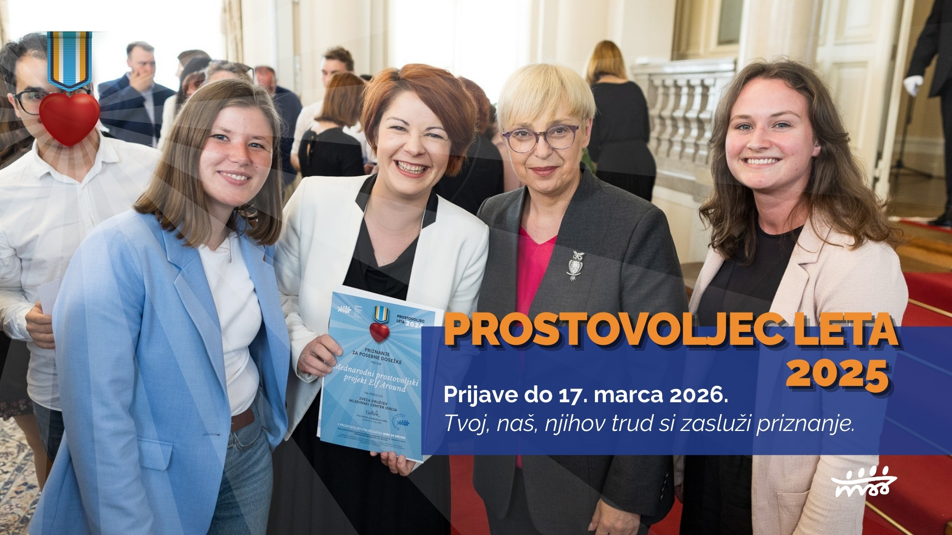 Odprt natečaj prostovoljec leta 2025